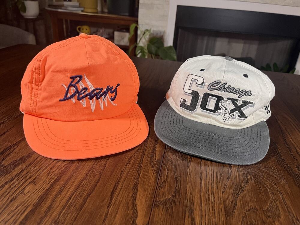 Vintage Chicago Bears & White Sox baseball caps hats bundle